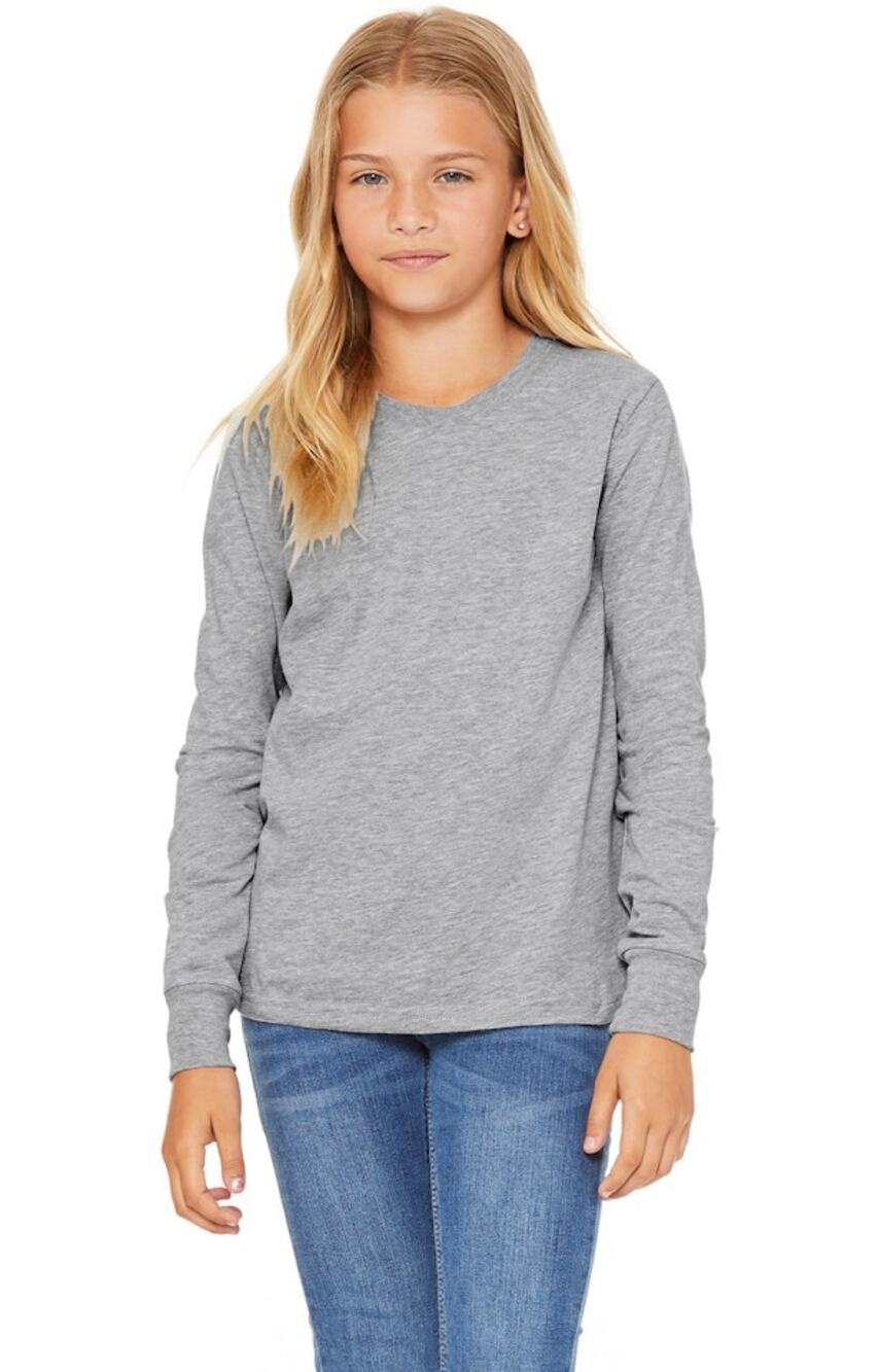 Girls Gray Long Sleeve Crew Neck Casual T-Shirt Youth Size Medium